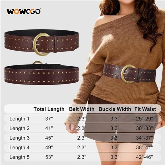 Wide Chunky Leather Belts for Women 2.3\